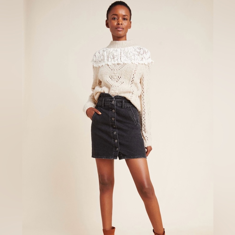 Anthropologie “Pilcro” Button Front Denim Mini Skirt. - Picture 4 of 7